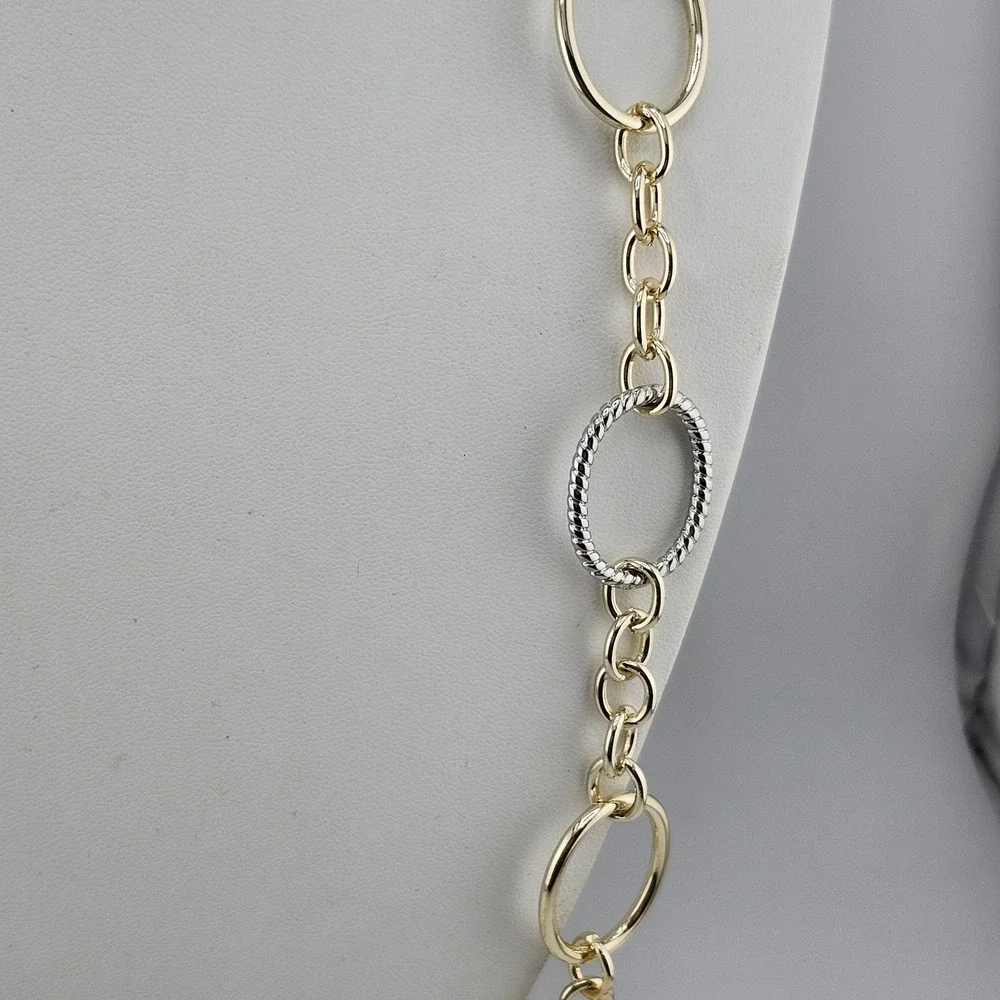 Gold And Silver Tone‎ Station Necklace With Earrings NWOT